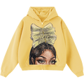"Girls Just Wanna Have Funds" Graphic Cropped Boxy Zip-Up Hoodie