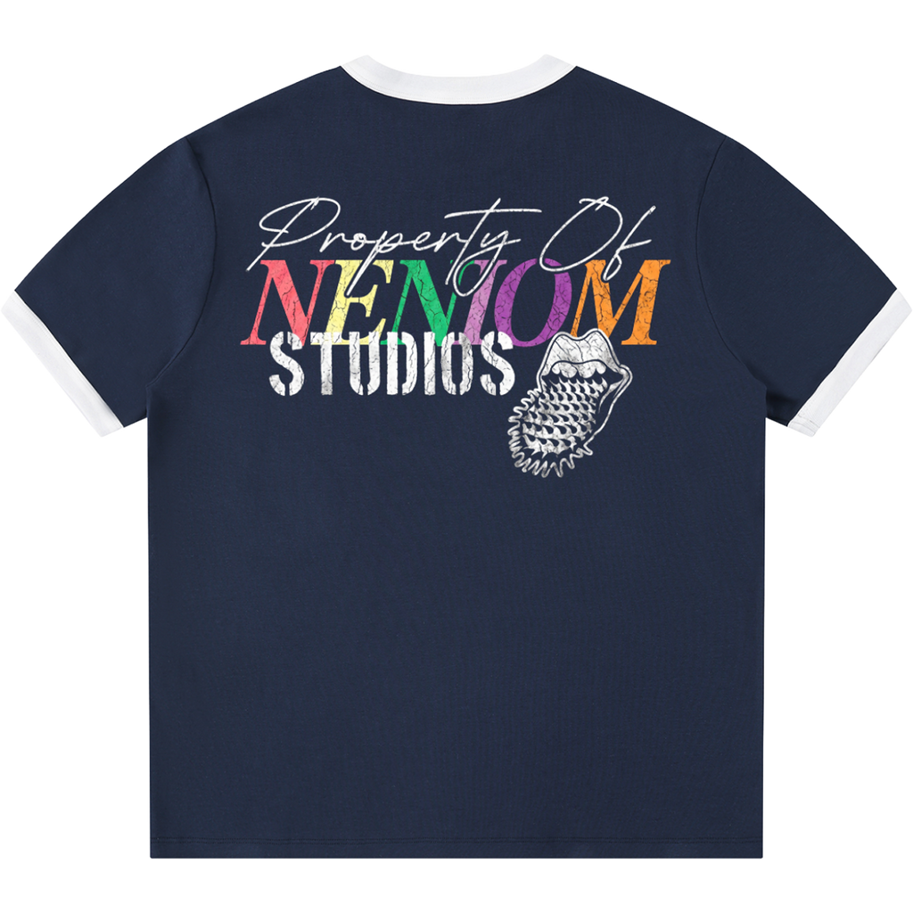 "I Love Property of NENIOM" Distressed Ringer Streetwear Tee