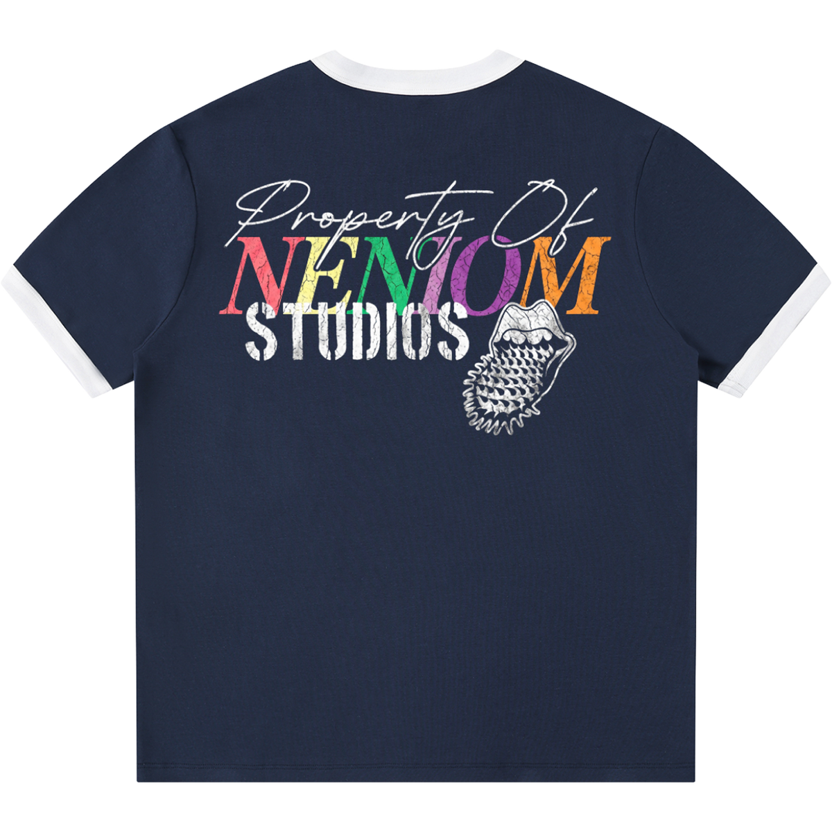 "I Love Property of NENIOM" Distressed Ringer Streetwear Tee