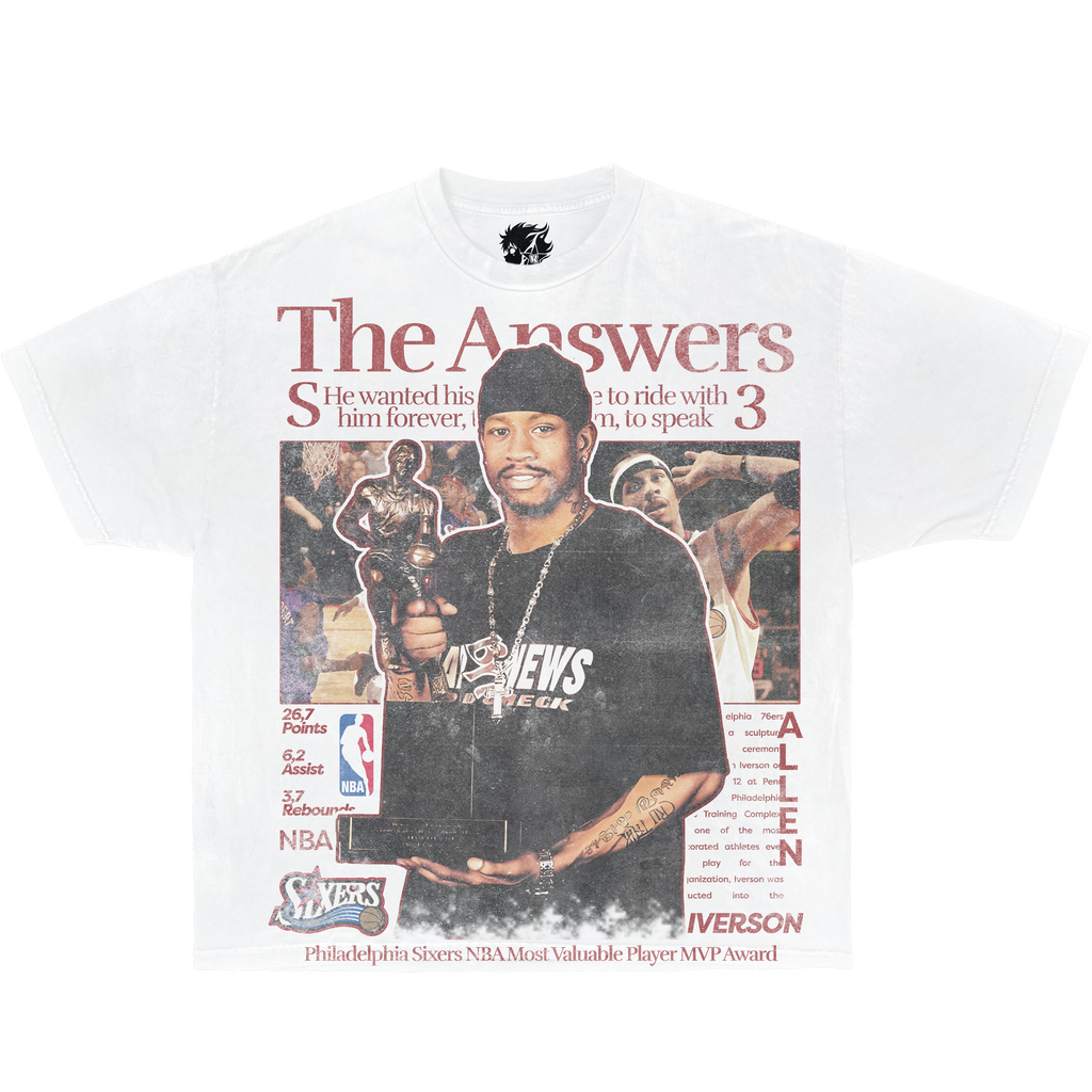 Allen Iverson Newspaper Boxy Vintage Shirt Oversized Basketball Unisex Graphic Tees