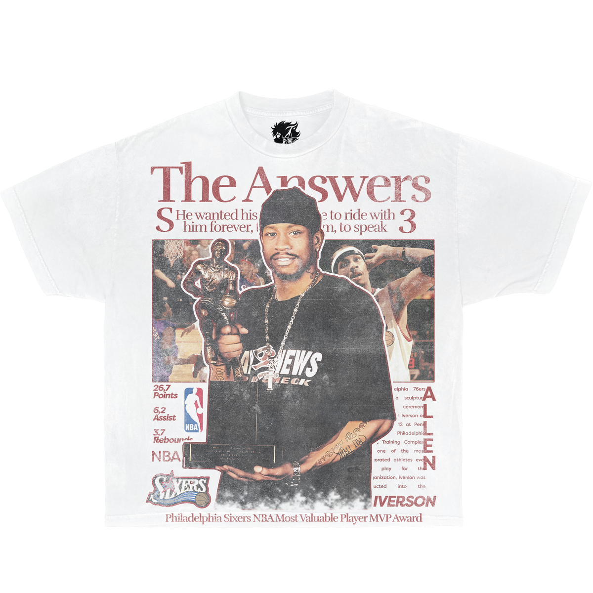 Allen Iverson Newspaper Boxy Vintage Shirt Oversized Basketball Unisex Graphic Tees