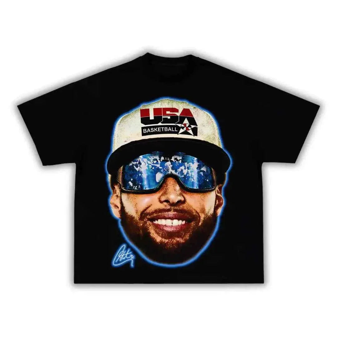 “Chef Curry” Stephen Golden State Team USA Boxy Vintage Graphic Shirt Basketball Oversized Tee Streetwear Y2K