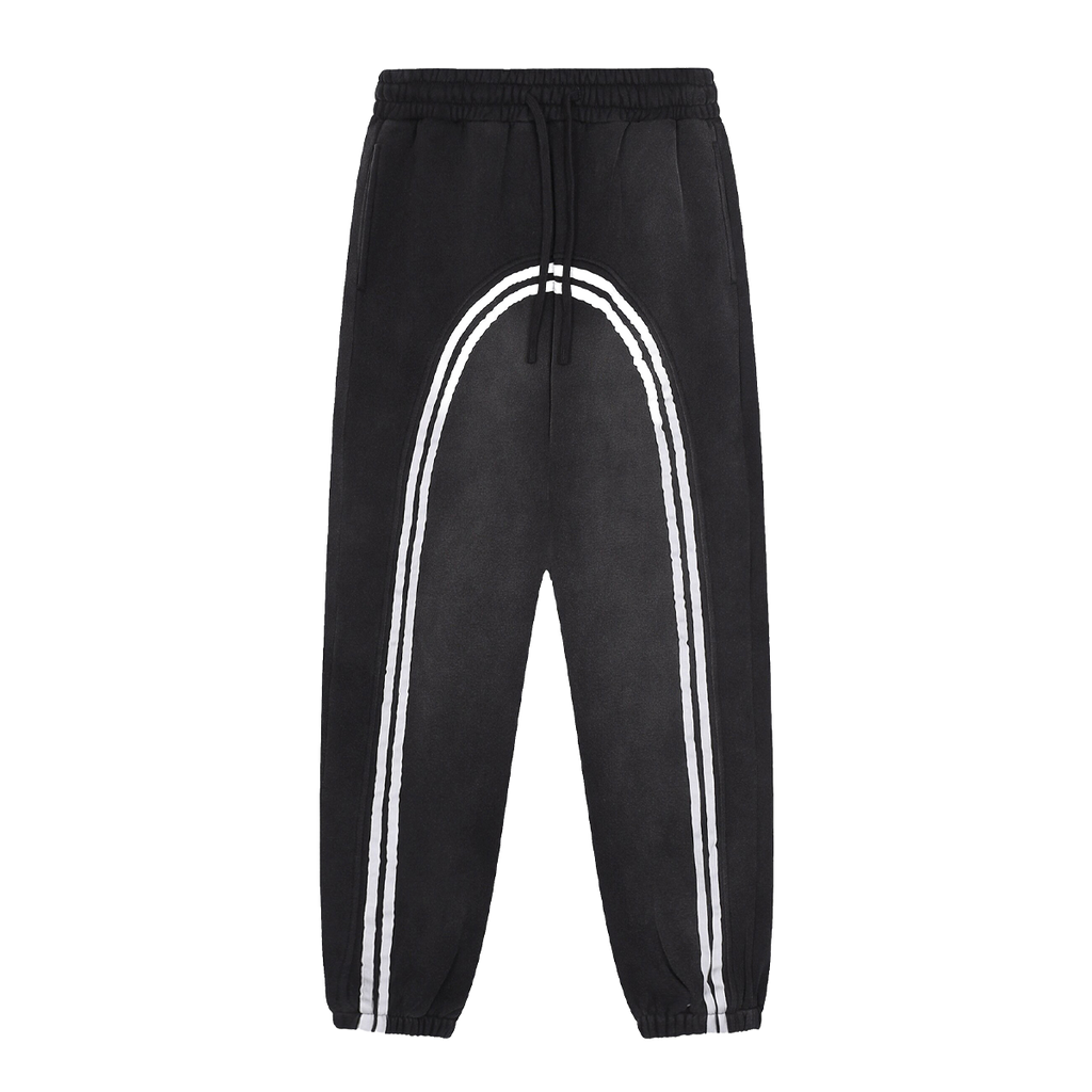 Eclipse Black Tracksuit Contrast-Stitched Fleece Jogger Sweatpants Streetwear Y2K