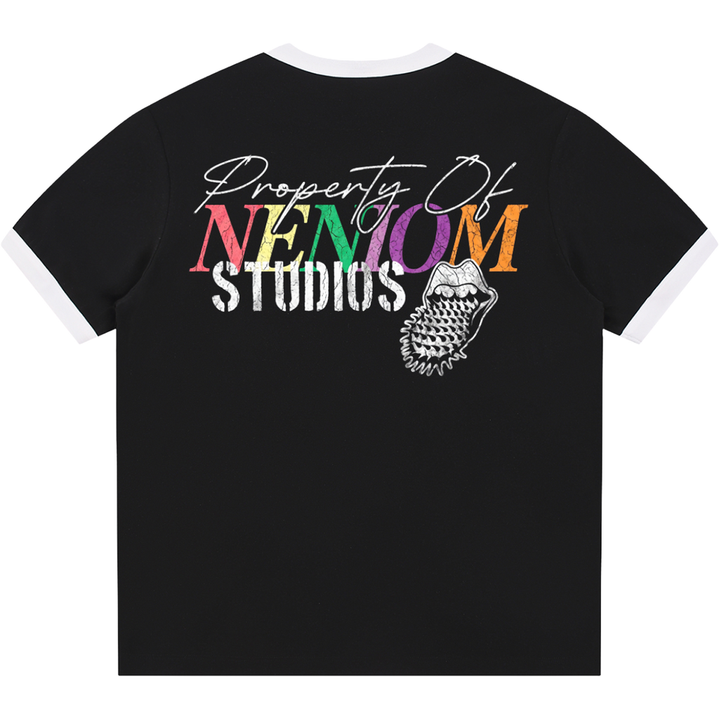 "I Love Property of NENIOM" Distressed Ringer Streetwear Tee
