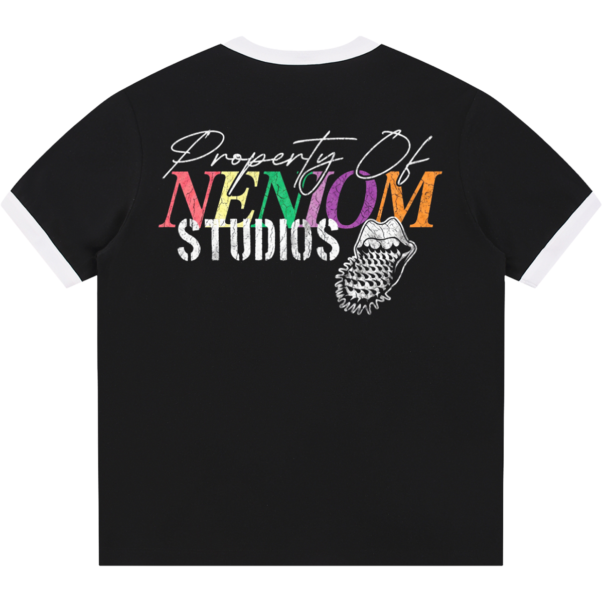 "I Love Property of NENIOM" Distressed Ringer Streetwear Tee