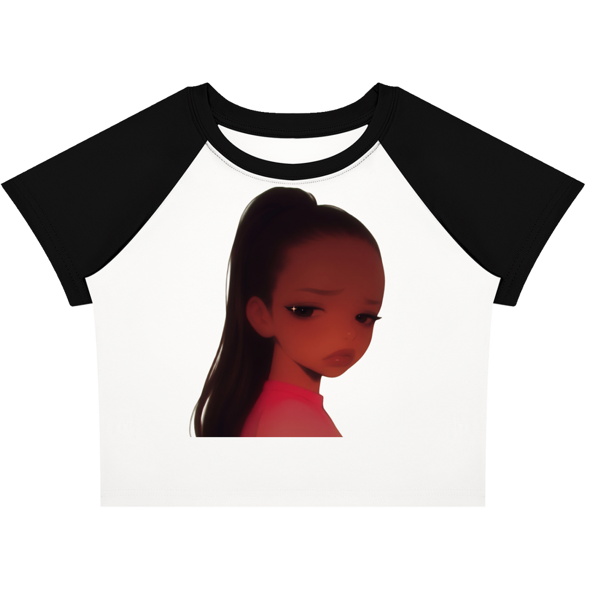 Crying Girl v2 Portrait Color-Block Raglan Crop Tee