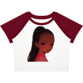 Crying Girl v2 Portrait Color-Block Raglan Crop Tee