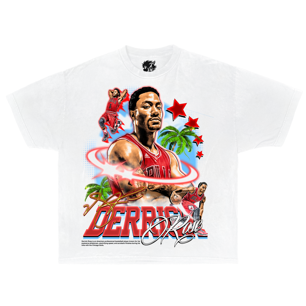 Retro Derrick Rose Boxy Vintage Shirt Oversized Streetwear Y2K Graphic Basketball Tees