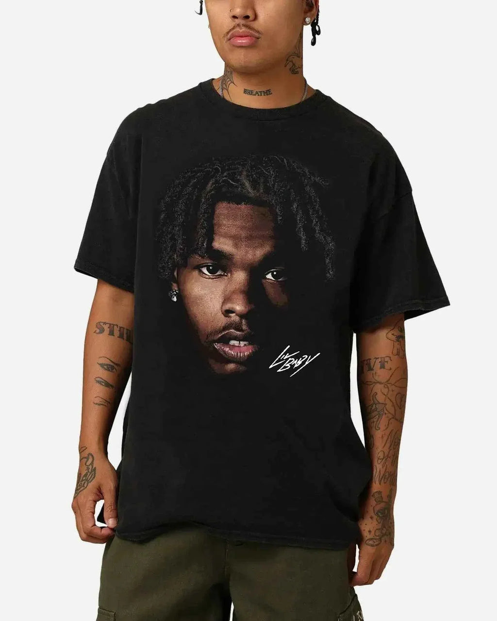 Lil Baby Big Face Boxy Vintage Shirt Graphic Hip Hop Rap Oversized Tee Streetwear Y2K