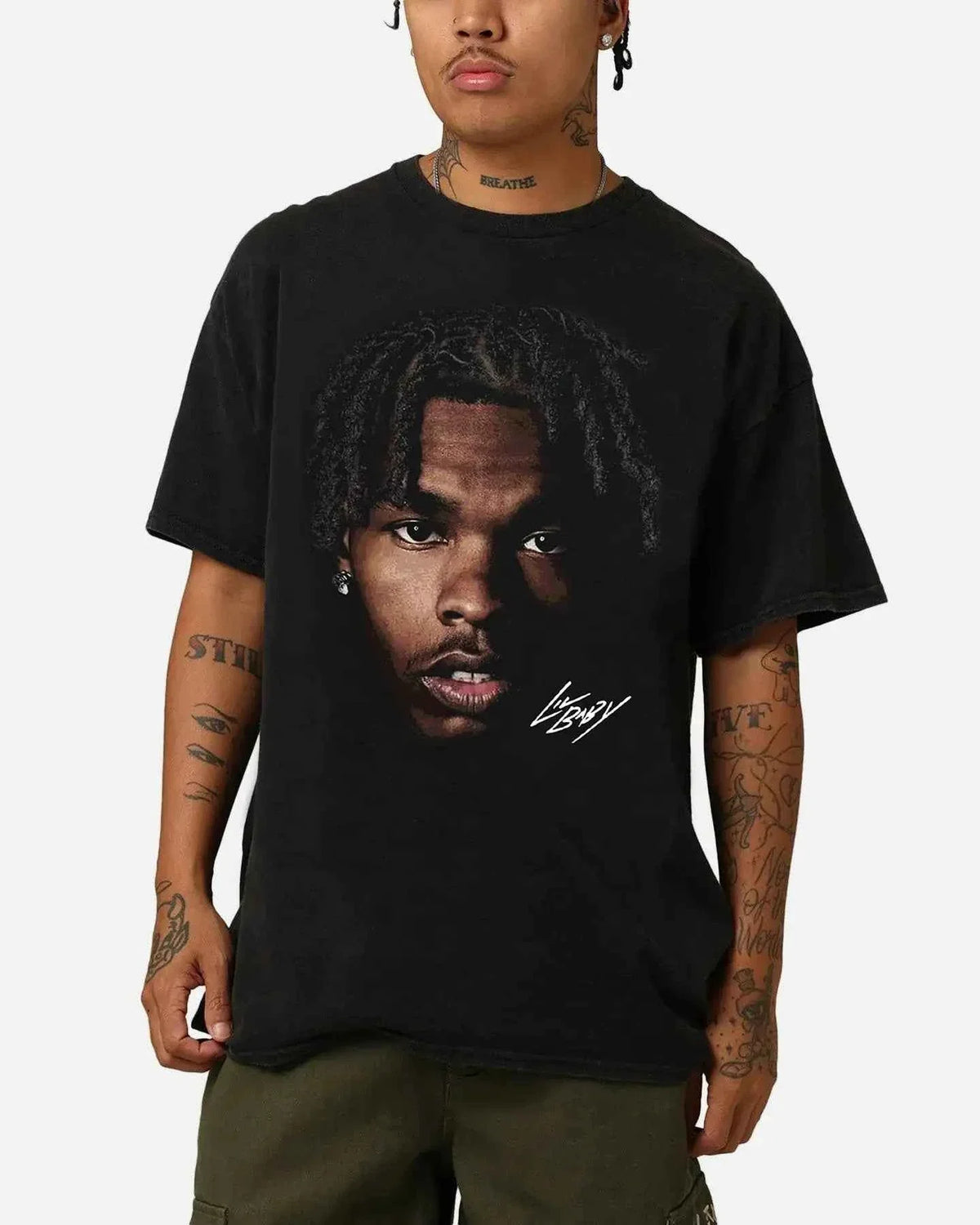 Lil Baby Big Face Boxy Vintage Shirt Graphic Hip Hop Rap Oversized Tee Streetwear Y2K