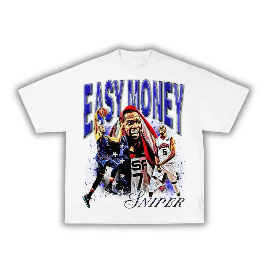 Easy Money KD Kevin Durant Boxy Vintage Graphic Oversized Retro Basketball Tee Streetwear Y2K