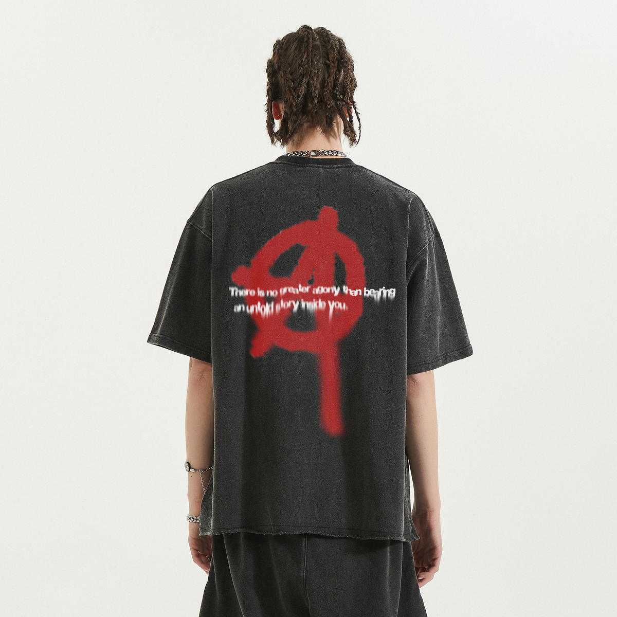 Agony Ghost Vintage Boxy Shirt Oversized Streetwear Graphic Tees Y2K