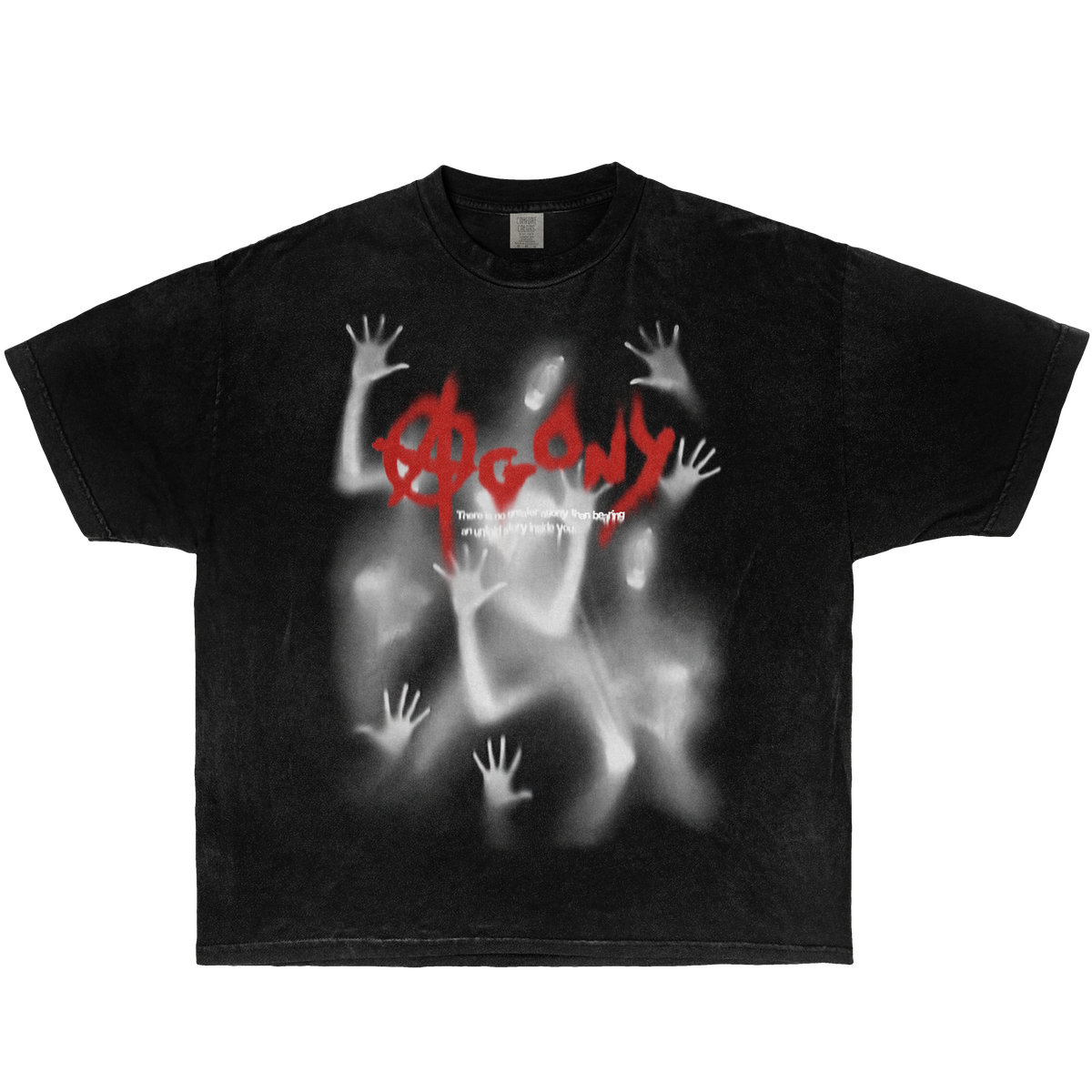 Agony Ghost Vintage Boxy Shirt Oversized Streetwear Graphic Tees Y2K