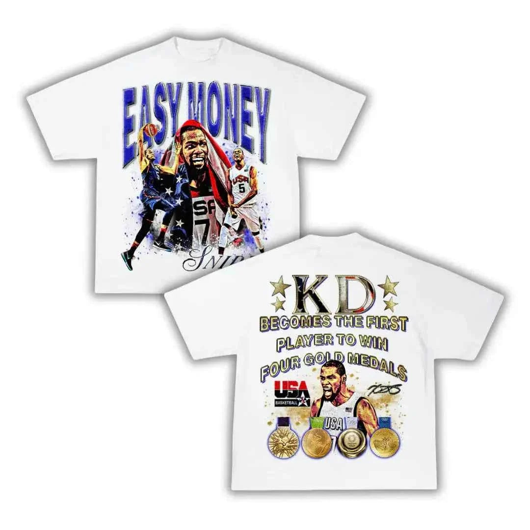 Easy Money KD Kevin Durant Boxy Vintage Graphic Oversized Retro Basketball Tee Streetwear Y2K