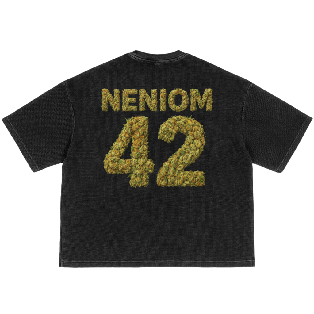 Luck Light Up Pack Waffle-Texture Washed Boxy T-Shirt Unisex Graphic Smoke