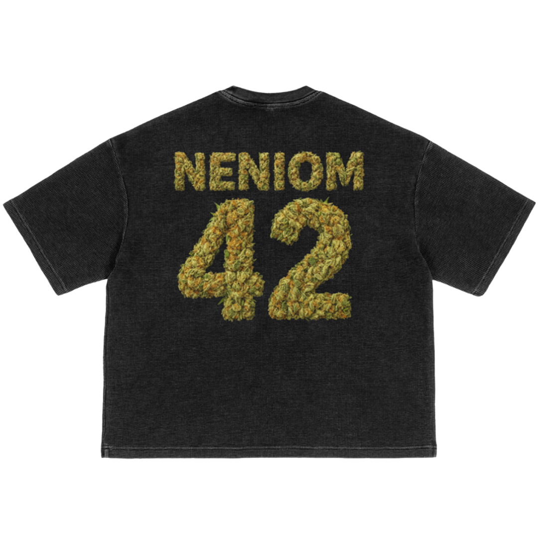 Luck Light Up Pack Waffle-Texture Washed Boxy T-Shirt Unisex Graphic Smoke