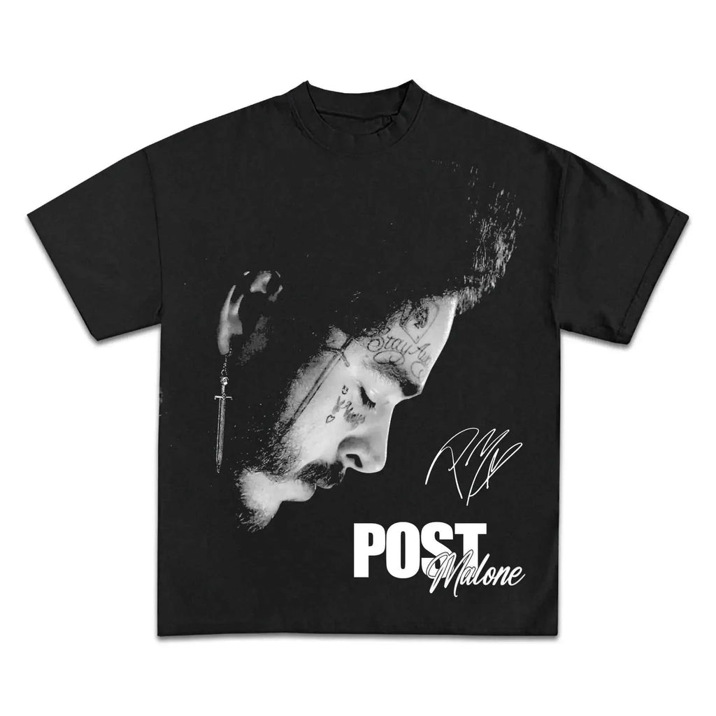 Post Malone Boxy Vintage Shirt Graphic Hip Hop Rap Oversized Urban Tee Streetwear Y2K