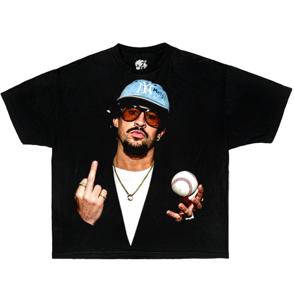 Bad Bunny FU Baseball Boxy Vintage Shirt Oversized Streetwear Y2K Graphic Tee Latin Culture Music