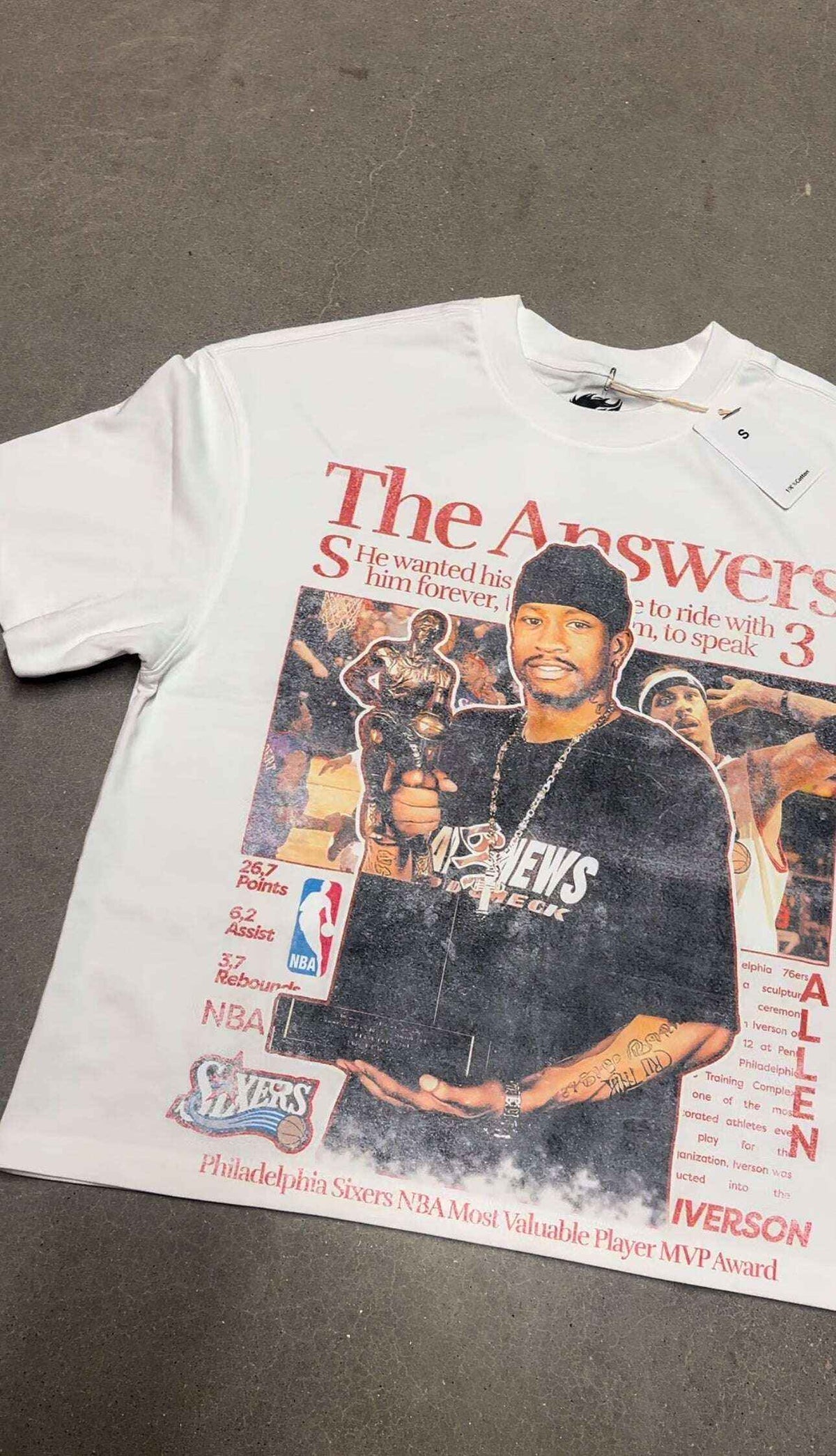 Allen Iverson Newspaper Boxy Vintage Shirt Oversized Basketball Unisex Graphic Tees