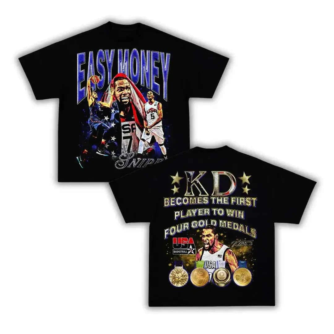 Easy Money KD Kevin Durant Boxy Vintage Graphic Oversized Retro Basketball Tee Streetwear Y2K