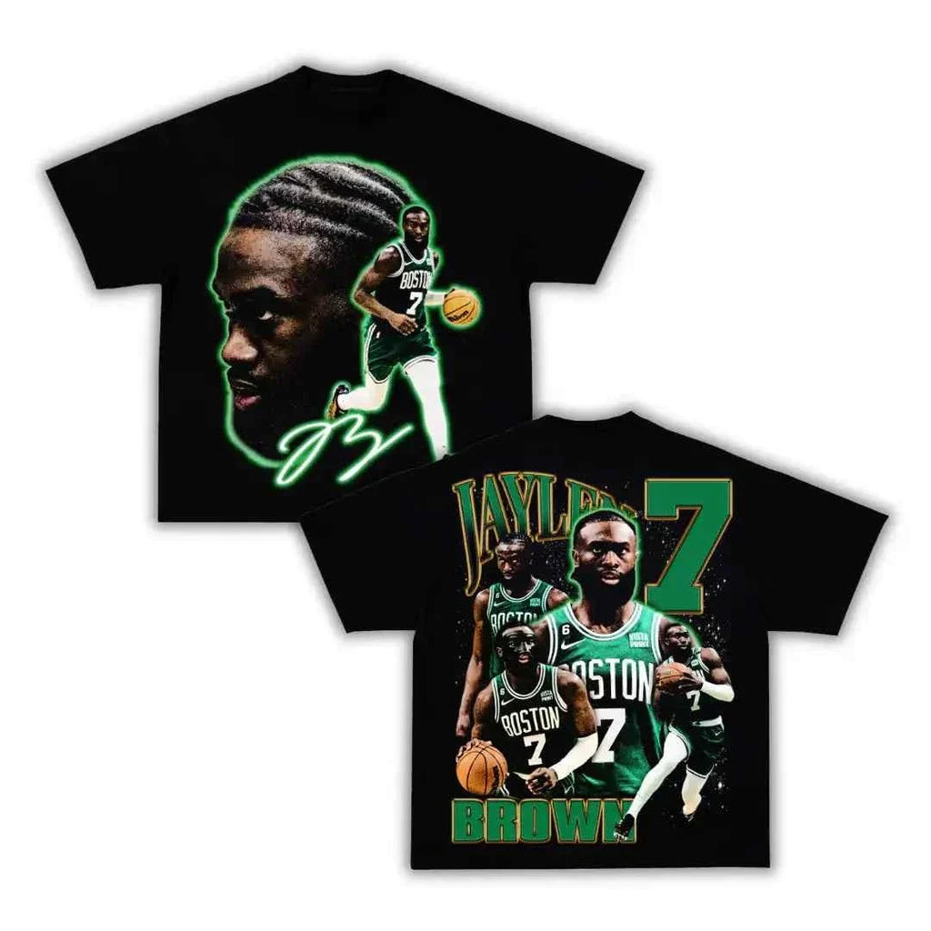 Jaylen Brown Boxy Vintage Graphic Shirt Basketball Oversized Retro Celtic Tee Streetwear Y2K
