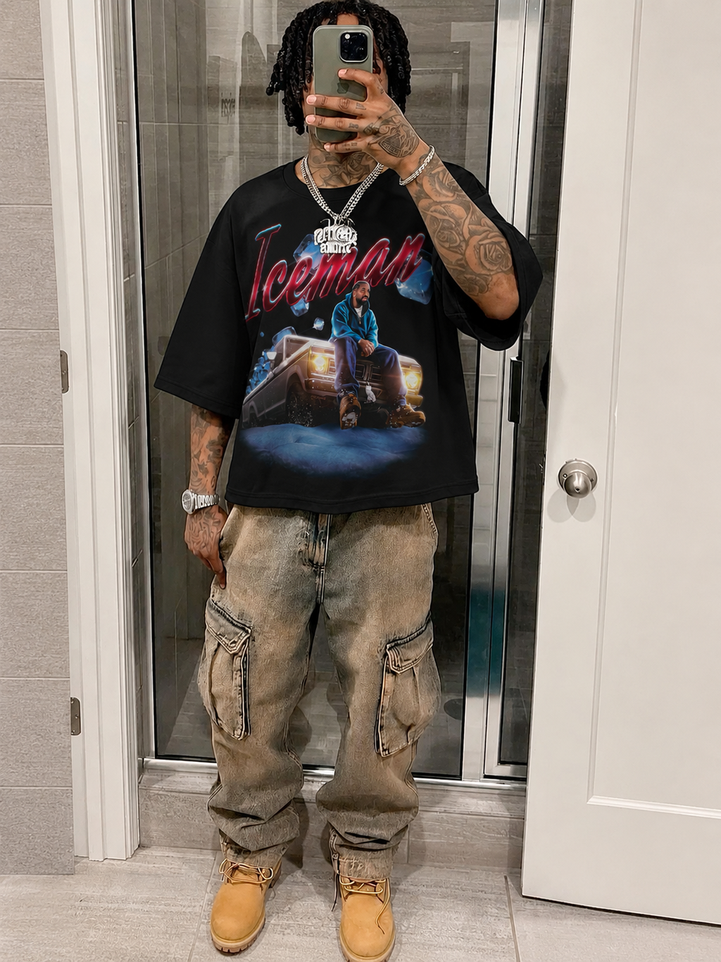 Drake Iceman Art Boxy Shirt Vintage Bootleg Streetwear Oversized Graphic Tee