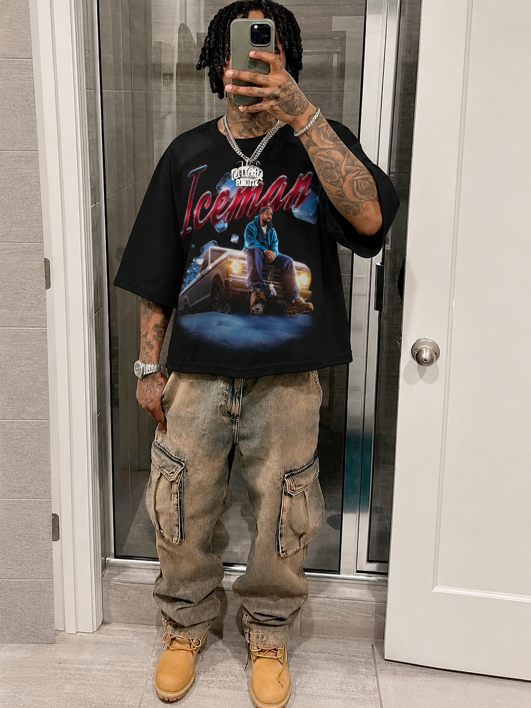 Drake Iceman Art Boxy Shirt Vintage Bootleg Streetwear Oversized Graphic Tee