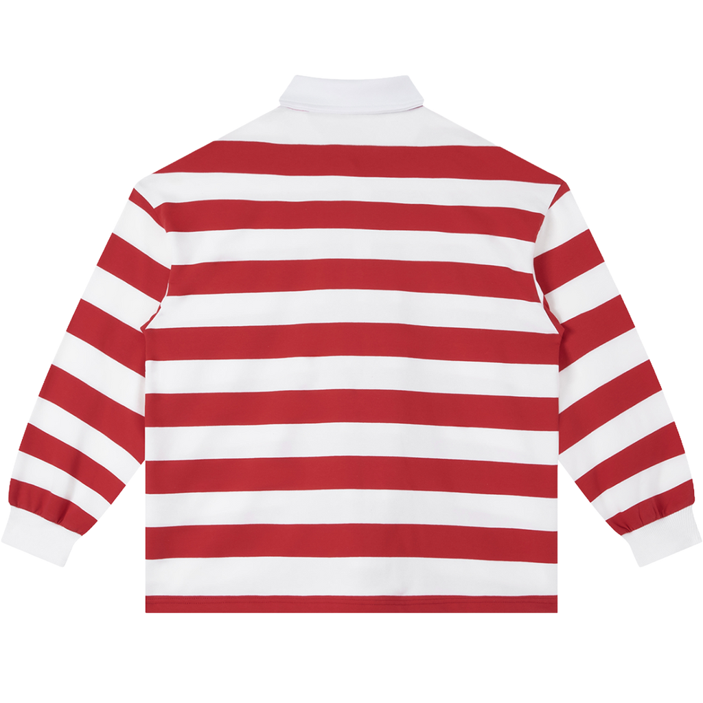 Friends Change, Money Don't Collared Color Block Stripe Polo Shirt Y2K White / Red / Black