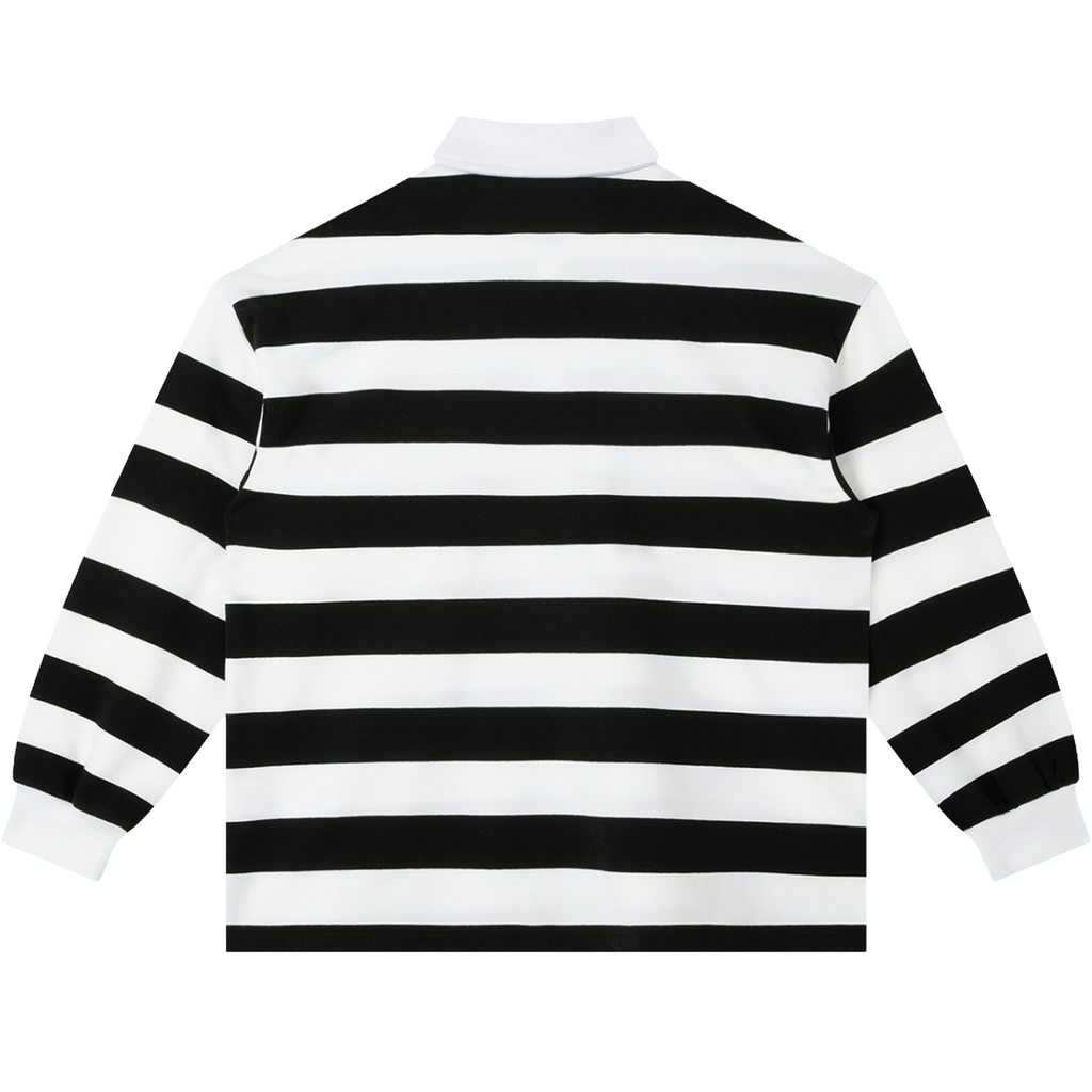Friends Change, Money Don't Collared Color Block Stripe Polo Shirt Y2K Black / White / Red