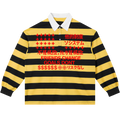 Friends Change, Money Don't Collared Color Block Stripe Polo Shirt Yellow / Navy Blue / Red