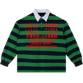 Friends Change, Money Don't Collared Color Block Stripe Polo Shirt Y2K Green / Navy Blue / Red