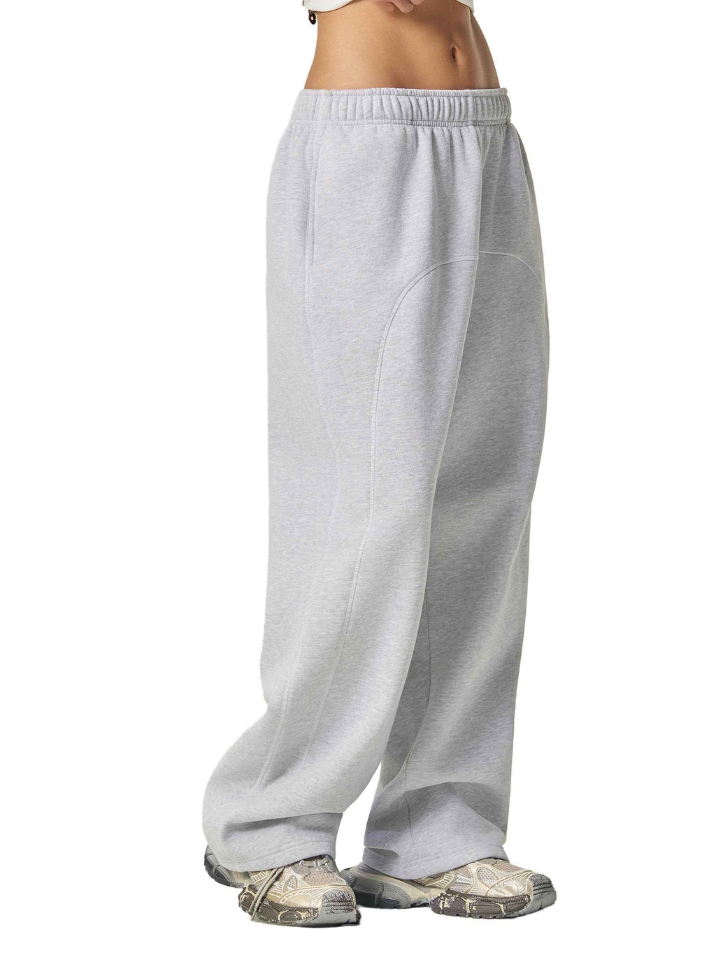 Phantom Core Grey Tracksuit Contrast-Stitched Fleece Sweatpants Streetwear Y2K