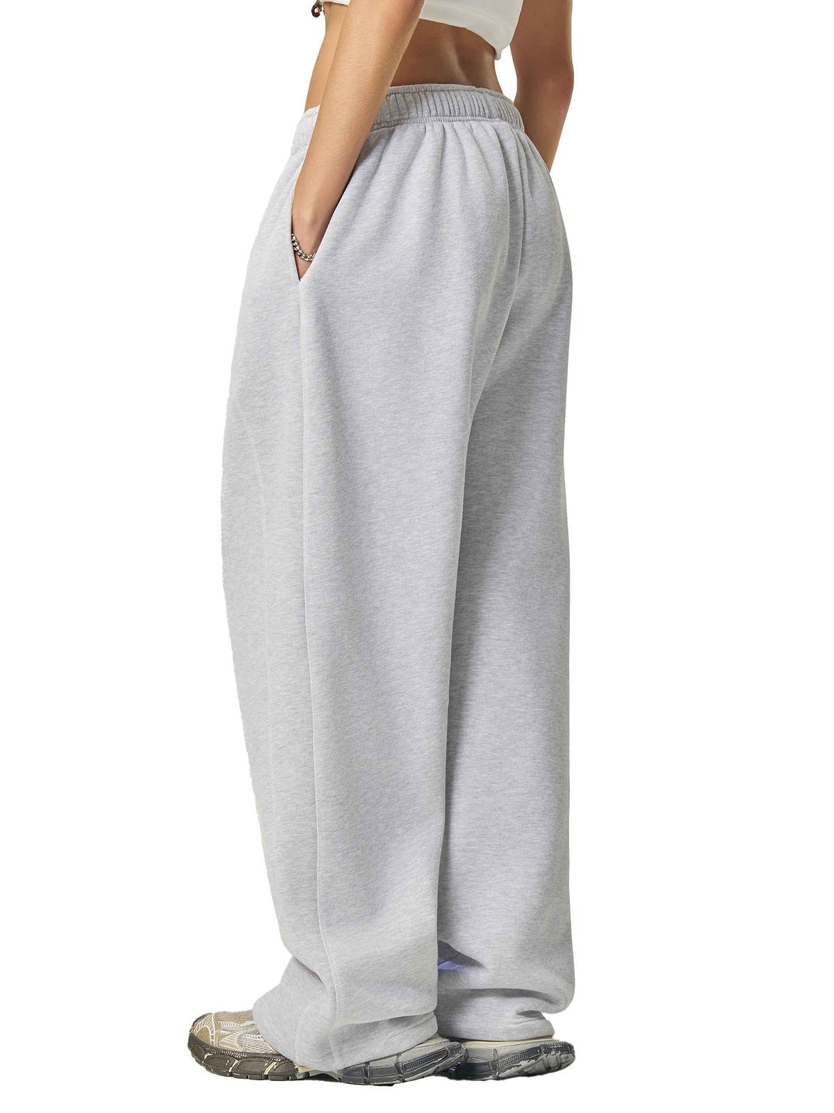 Phantom Core Grey Tracksuit Contrast-Stitched Fleece Sweatpants Streetwear Y2K