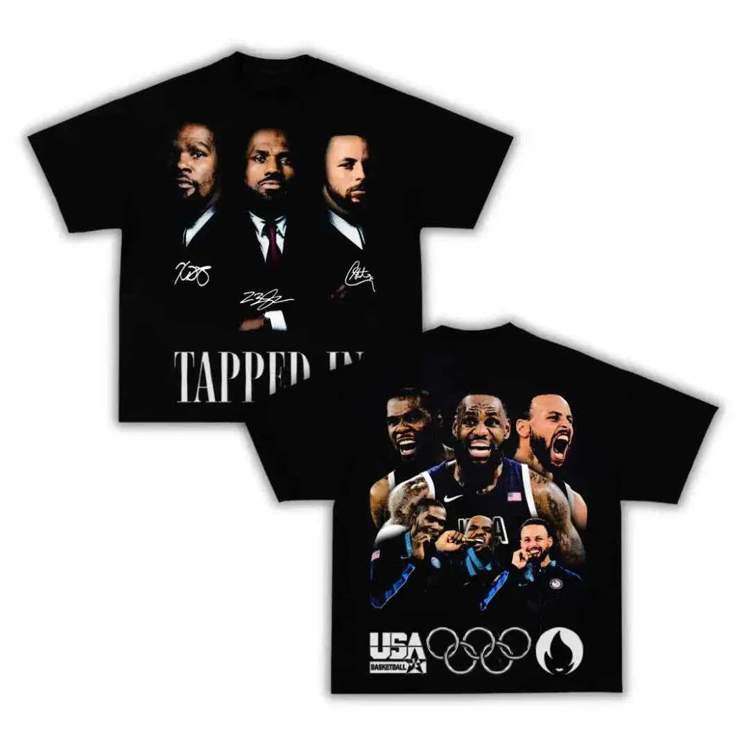 Durant Lebron Curry Team USA Laker Boxy Vintage Tee Shirt Oversized Retro Graphic Basketball Streetwear Y2K
