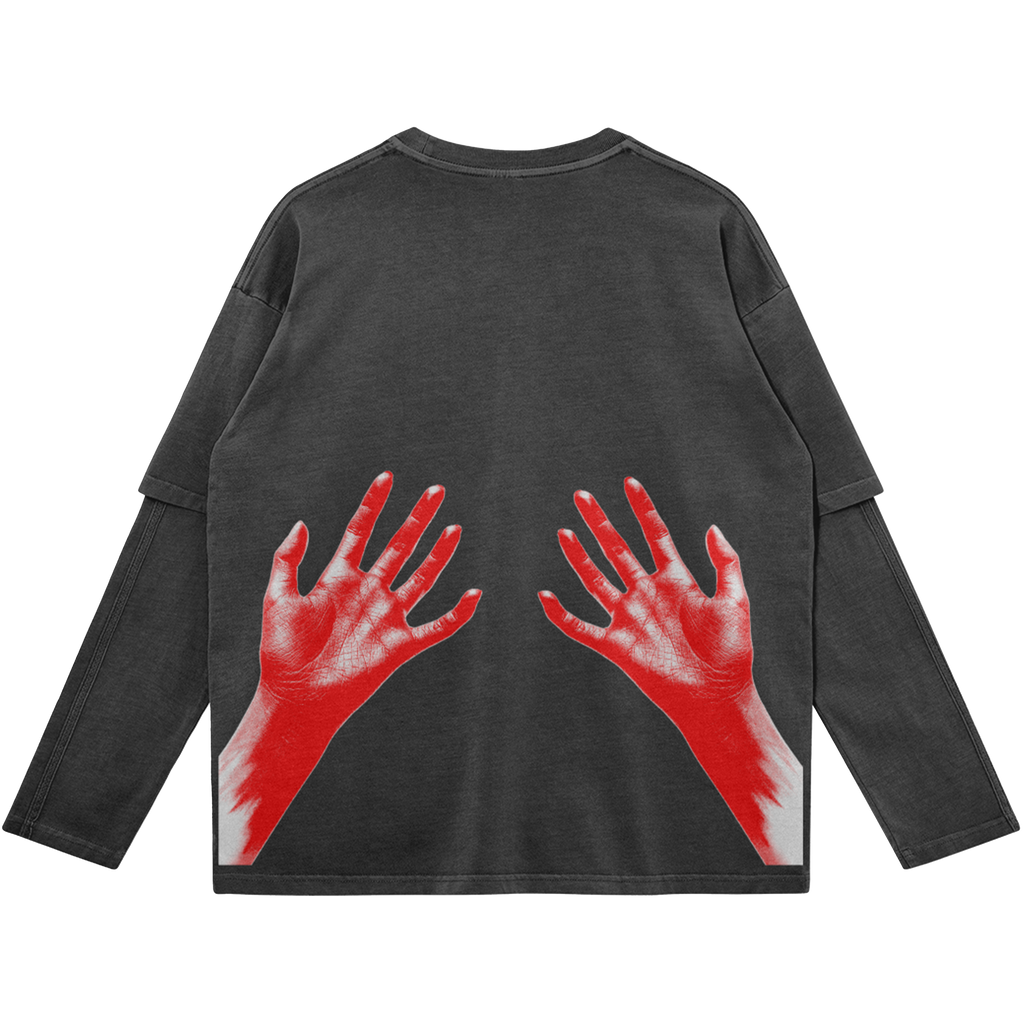 District 9 Faded Vintage Faded Long Sleeve Streetwear Y2K