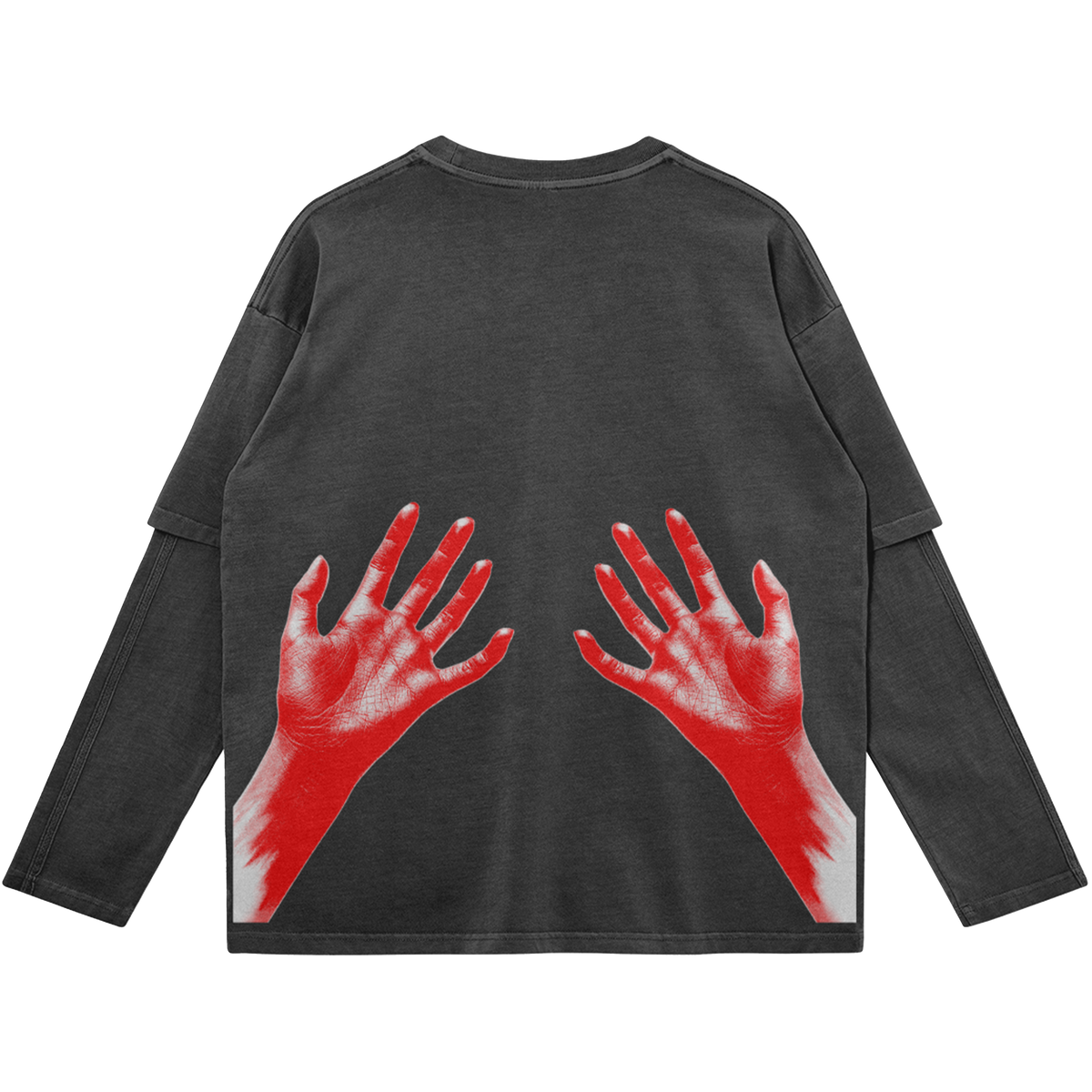 District 9 Faded Vintage Faded Long Sleeve Streetwear Y2K