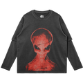District 9 Faded Vintage Faded Long Sleeve Streetwear Y2K