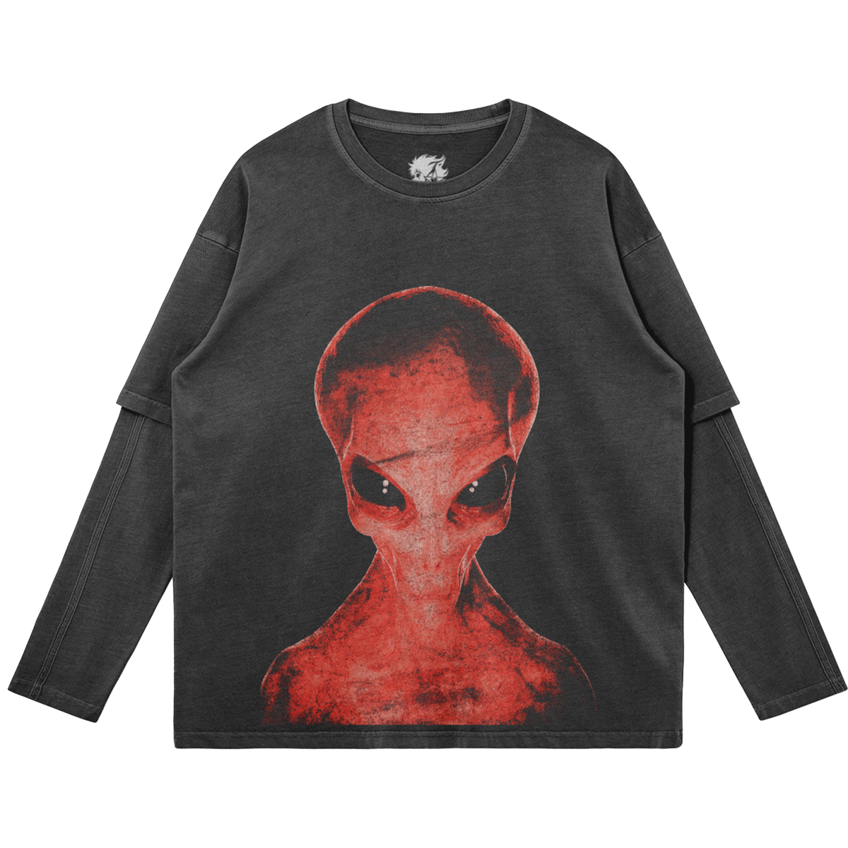 District 9 Faded Vintage Faded Long Sleeve Streetwear Y2K