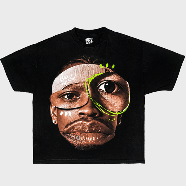 Universe Allen Iverson Boxy Vintage Shirt Oversized Streetwear Y2K Graphic Basketball Bootleg Tees