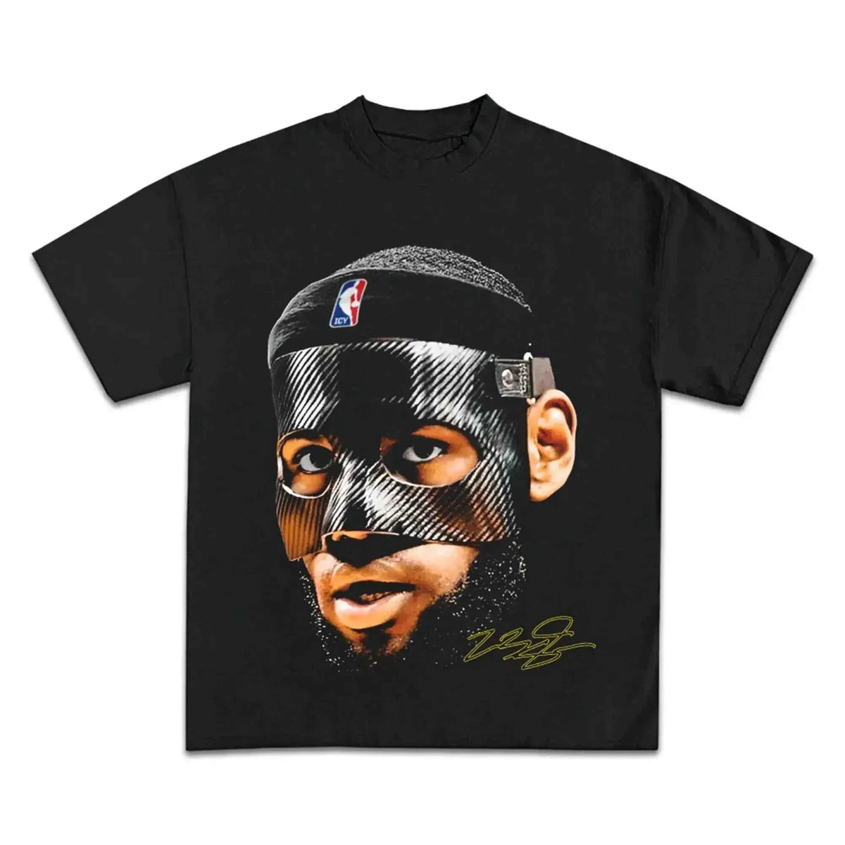 Masked Lebron James Boxy T-Shirt Vintage Basketball Tee Streetwear Shirt Y2K Oversized Unisex Retro