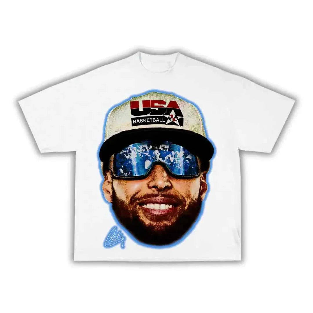 “Chef Curry” Stephen Golden State Team USA Boxy Vintage Graphic Shirt Basketball Oversized Tee Streetwear Y2K