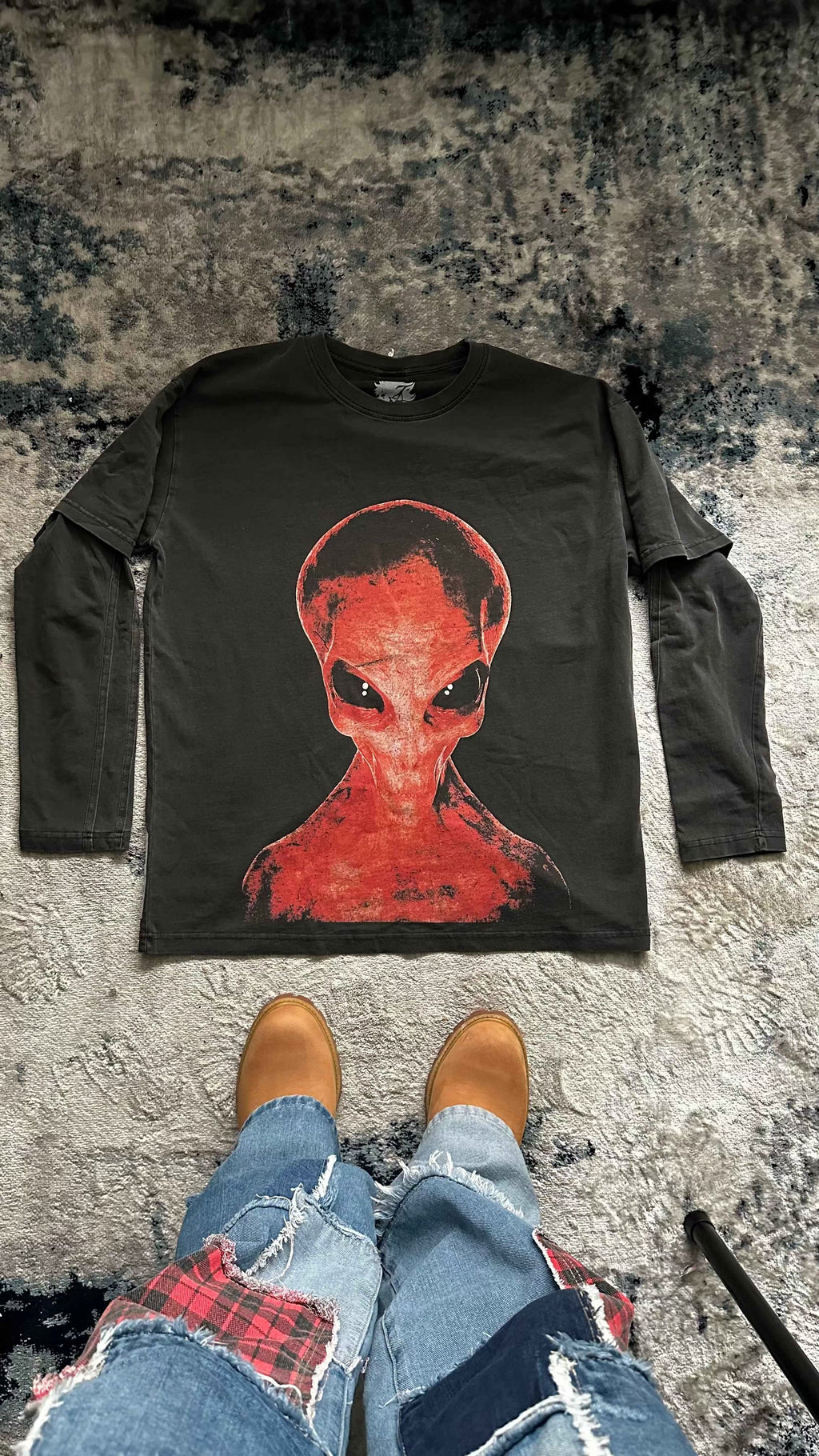 District 9 Faded Vintage Faded Long Sleeve Streetwear Y2K