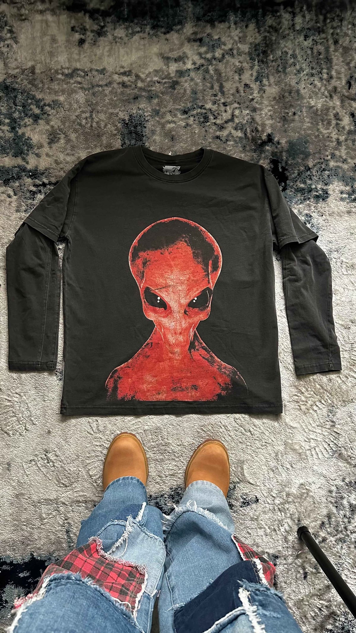 District 9 Faded Vintage Faded Long Sleeve Streetwear Y2K