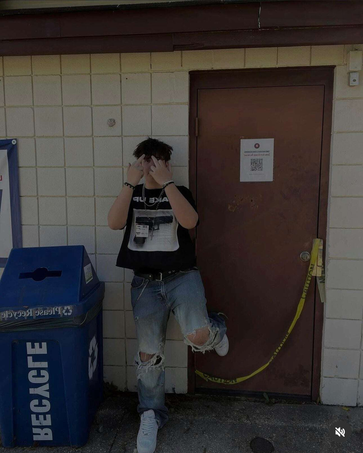 Wake Up Pistol Gun Vintage Oversized Boxy Shirt Graphic Y2K Tee Streetwear