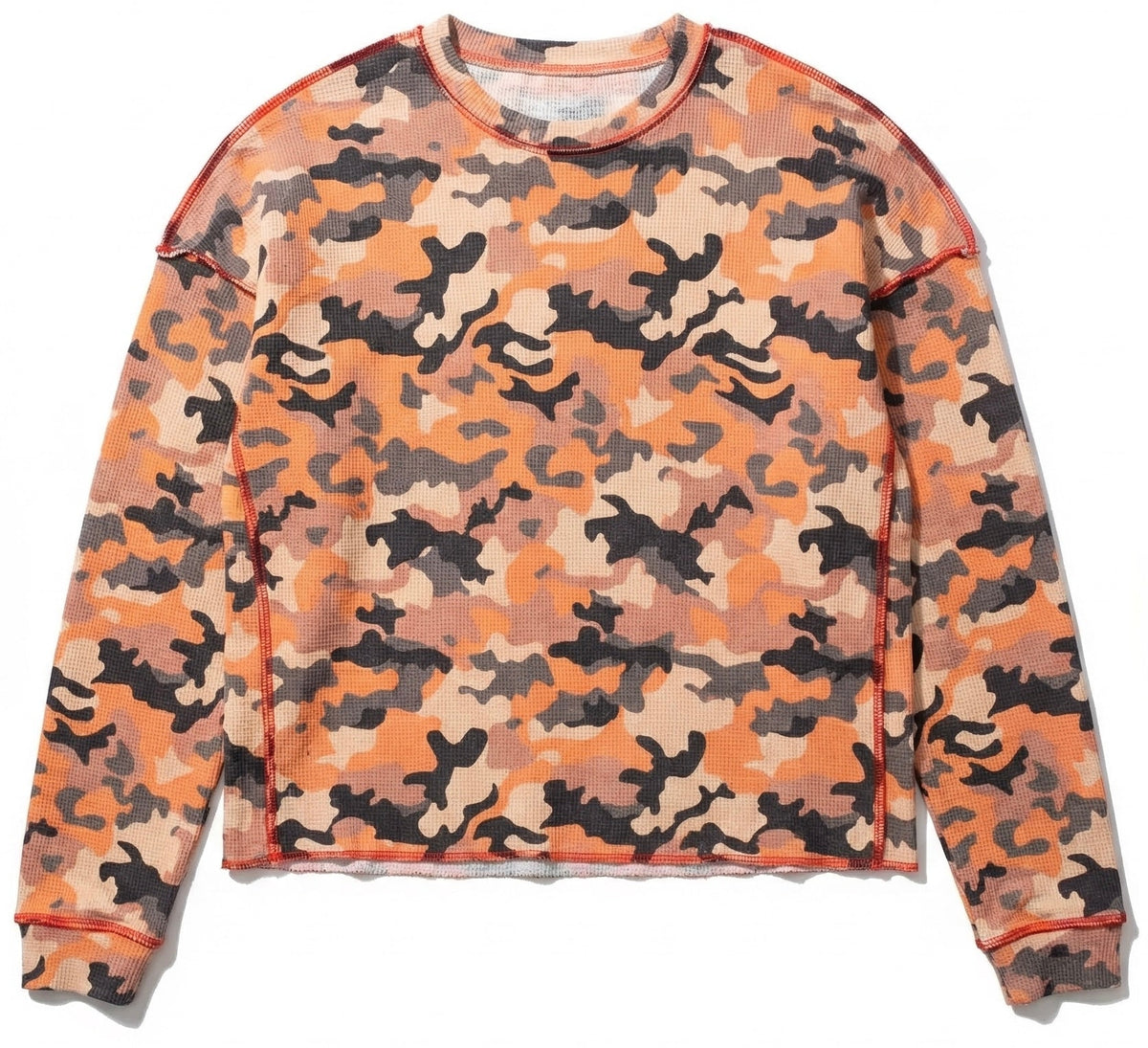 ★ LIMITED ★ Military War Burnt Orange Camouflage Boxy Thermal Long Sleeve Sweater Streetwear