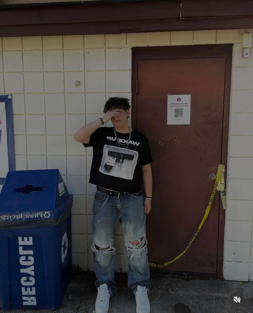 Wake Up Pistol Gun Vintage Oversized Boxy Shirt Graphic Y2K Tee Streetwear