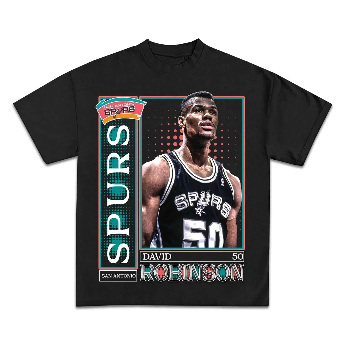 Spurs David Robinson Boxy Vintage Shirt Graphic Basketball Retro Oversized Tee Streetwear Fashion Y2K