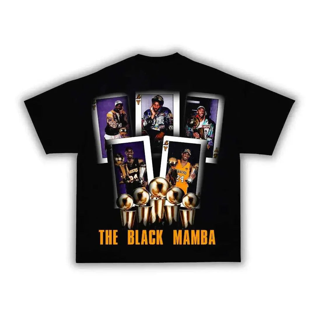 Kobe Bryant 5 Rings Laker Boxy Vintage Graphic Retro Oversized Basketball Tee Streetwear Y2K