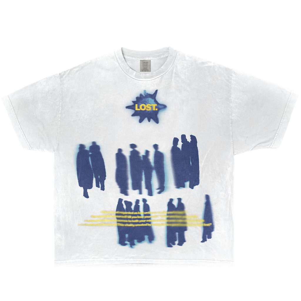 Lost White Vintage Boxy T-Shirt Oversized Streetwear Graphic Tee Y2K