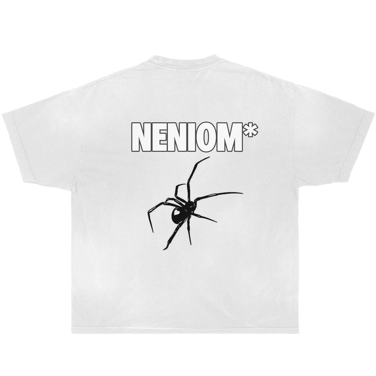 Neniom Text Spider Vintage Boxy Shirt Graphic Tee Streetwear Y2K